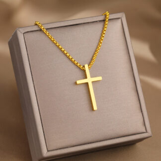 Cross Pendant Streetwear Necklace – Grunge Y2K Stainless Steel Chain