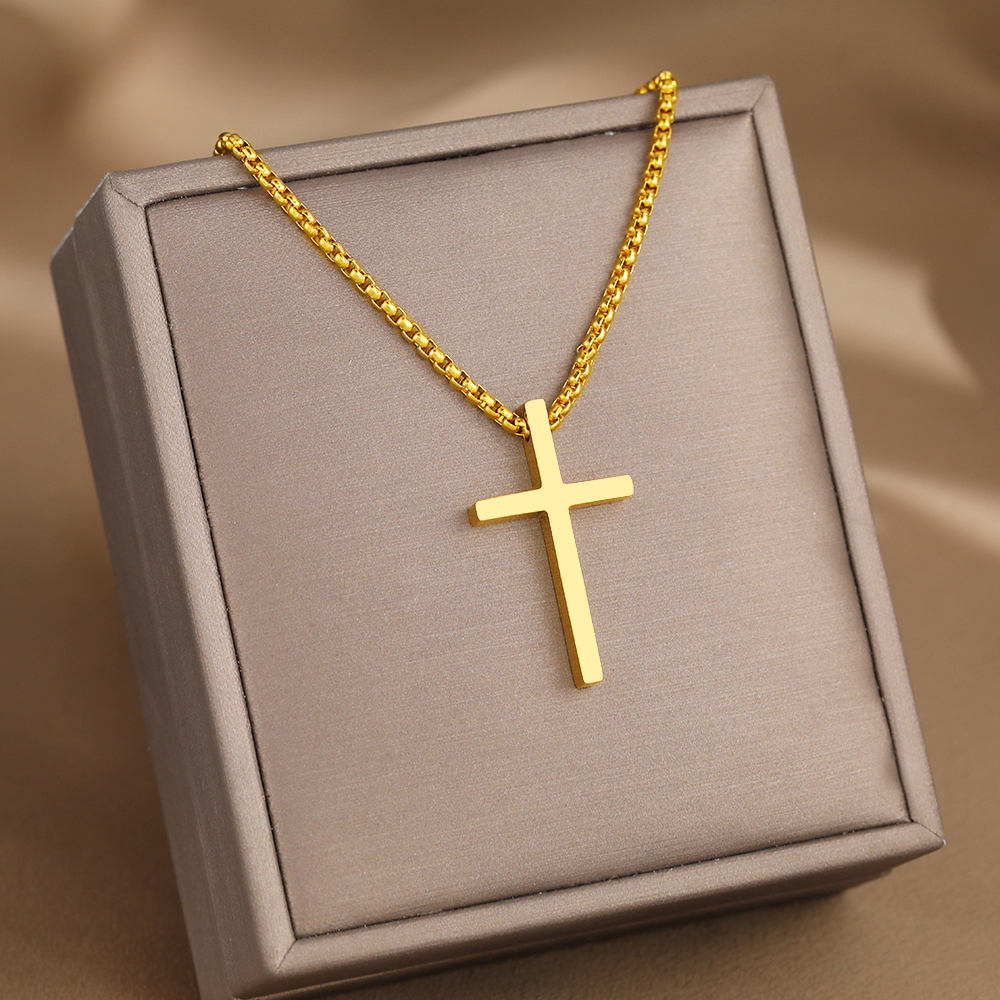 Cross Pendant Streetwear Necklace – Grunge Y2K Stainless Steel Chain