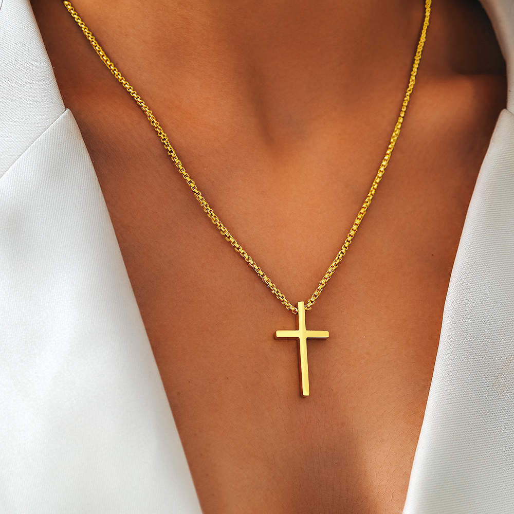 Cross Pendant Streetwear Necklace – Grunge Y2K Stainless Steel Chain - Image 2