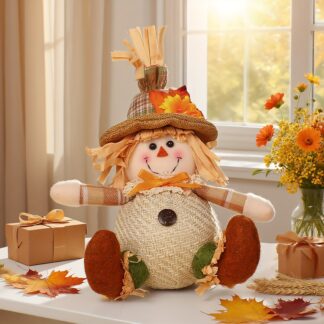 Rustic Harvest Scarecrow Wall Decor with Plaid & Sunflower Accents