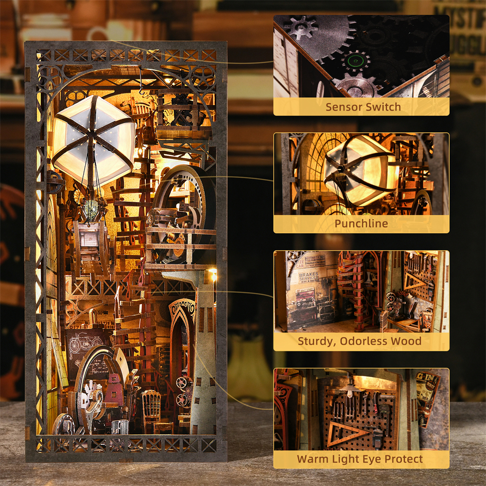 DIY Wooden Balloon Studio Book Nook Puzzle Kit - Image 4