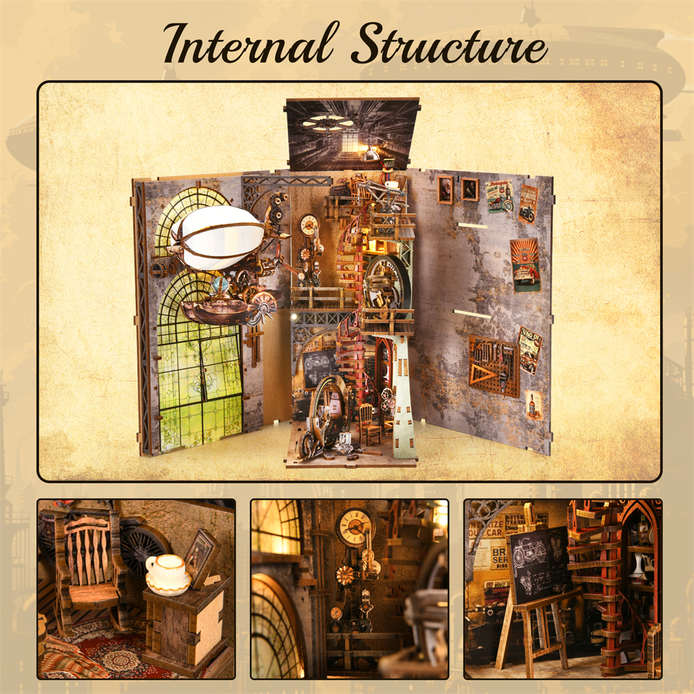 DIY Wooden Balloon Studio Book Nook Puzzle Kit - Image 3
