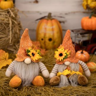 Thanksgiving Harvest Sunflower Maple Leaf Gnome Doll Pendant Decoration