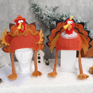 2PCS Thanksgiving Turkey Party Hats with Bright Tail & Festive Décor