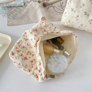 Floral Print Large Capacity Makeup Bag – Portable Cosmetic Organizer for Women & Girls