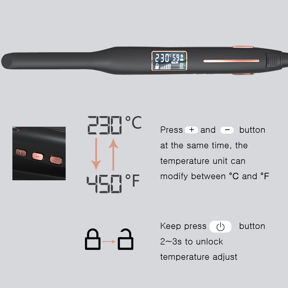 Mini Titanium Hair Curler & Straightener 450°F for Short Hair & Beard - Image 3