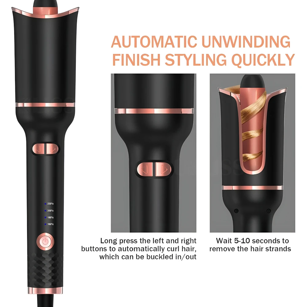 Automatic Rotating Ceramic Hair Curler with Ionic Air Spin Technology - Image 5