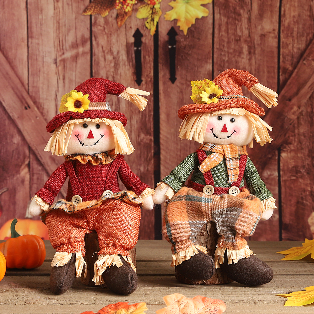Autumn Harvest Gnome Dolls – Fall Plush Scarecrow Decorations