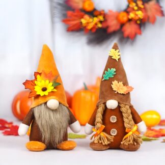 2Pcs Fall Plush Gnomes with Sunflowers – Autumn Harvest Thanksgiving Decor